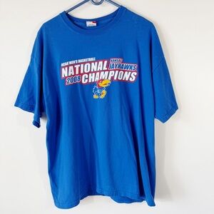 Vintage KU Jayhawks University of Kansas NCAA 2008 Basketball Champs T Shirt XL